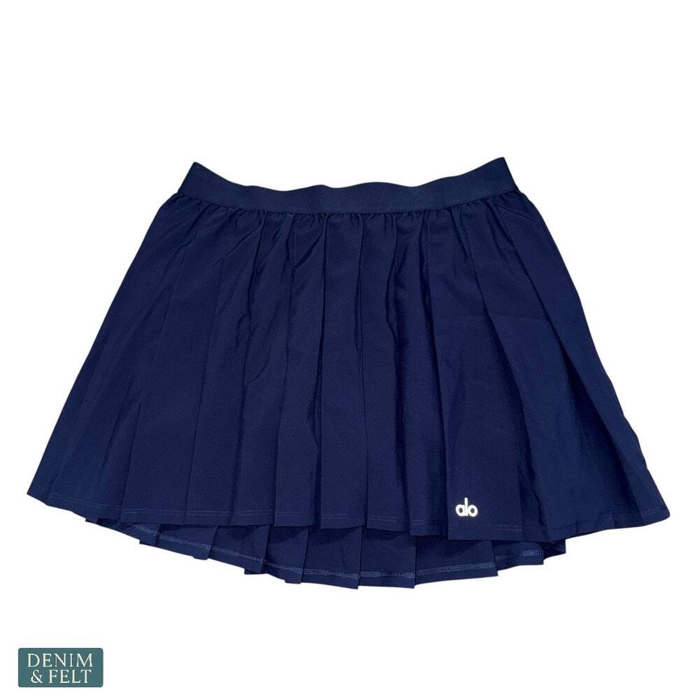 Alo Varsity Tennis Skirt True Navy Pleated‎ Athletic w/ Built in Shorts & Pocket - Picture 6 of 16